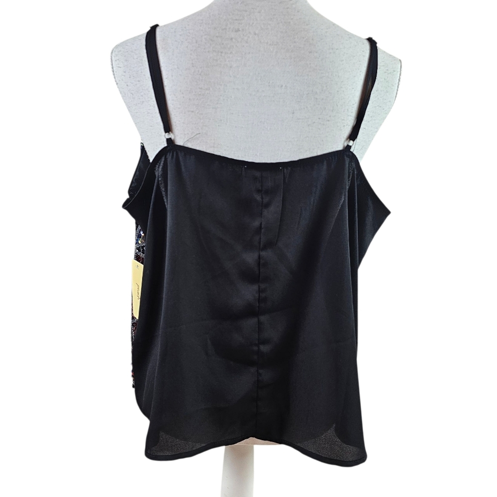 Peach 70s Disco Sequined Camisole Tank Top In 1X NWT - Picture 4 of 8